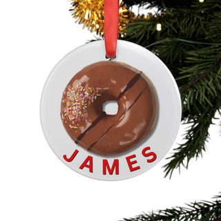 Personalized Donut Food Ornament – Double-Sided Acrylic Christmas Gift for Coworkers, Friends & Donut Lovers | Funny Custom Food-Themed Holiday Decoration
