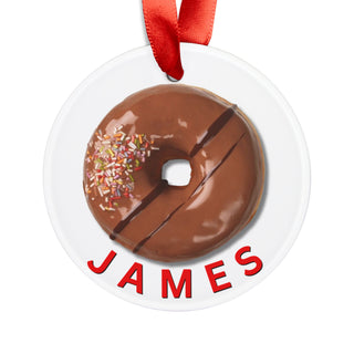 Personalized Donut Food Ornament – Double-Sided Acrylic Christmas Gift for Coworkers, Friends & Donut Lovers | Funny Custom Food-Themed Holiday Decoration