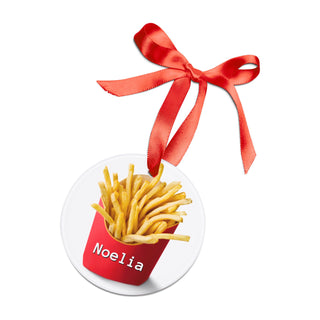 Personalized French Fries Food Ornament – Double-Sided Acrylic Christmas Gift for Coworkers & Friends | Funny Custom Food-Themed Holiday Decoration