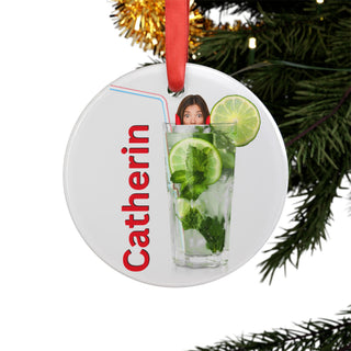 Personalized Drink Food Ornament – Double-Sided Acrylic Christmas Gift for Coworkers & Friends | Funny Custom Beverage-Themed Holiday Decoration