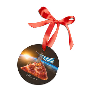 Personalized Pizza Food Ornament – Double-Sided Acrylic Christmas Gift for Coworkers & Friends | Funny Custom Food-Themed Holiday Decoration