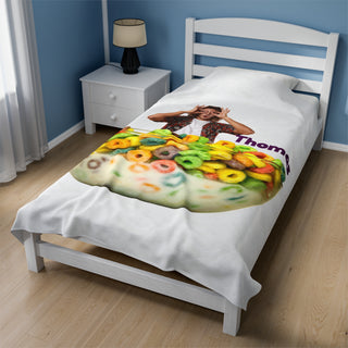 Personalized Cereal Food Blanket | Custom Velveteen Throw for Food Lovers & Foodies | Unique Gift for Food Enthusiasts