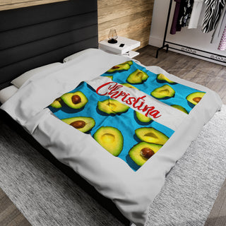 Avocado Lover Funny Custom Food Blanket with Name Gift Personalized Throw Home Decor Gifts