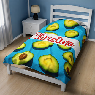 Avocado Lover Funny Custom Food Blanket with Name Gift Personalized Throw Home Decor Gifts