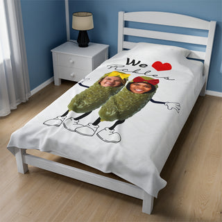 Best Friends Pickle Food Blanket | Personalized Food-Themed Throw with Custom Photos & Names | Funny Gift for Kids & Adults