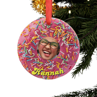 Personalized Donut Food Ornament – Double-Sided Acrylic Christmas Gift for Coworkers, Friends & Donut Lovers | Funny Custom Food-Themed Holiday Decoration