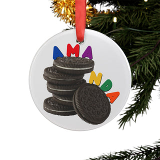 Personalized Oreo Style Cookies Food Ornament – Double-Sided Acrylic Christmas Gift for Coworkers, Friends & Cookie Lovers | Funny Custom Food-Themed Holiday Decoration