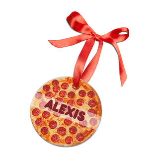 Personalized Pizza Food Ornament – Double-Sided Acrylic Christmas Gift for Coworkers, Friends & Pizza Lovers | Funny Custom Food-Themed Holiday Decoration