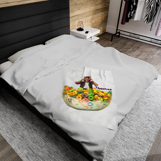 Personalized Cereal Food Blanket | Custom Velveteen Throw for Food Lovers & Foodies | Unique Gift for Food Enthusiasts