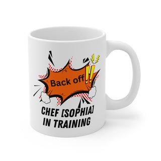 BACK OFF! Personalized Chef in Training Mug | Custom Name Coffee Cup for Chefs & Food Lovers
