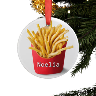 Personalized French Fries Food Ornament – Double-Sided Acrylic Christmas Gift for Coworkers & Friends | Funny Custom Food-Themed Holiday Decoration