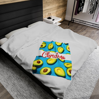 Avocado Lover Funny Custom Food Blanket with Name Gift Personalized Throw Home Decor Gifts