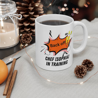 BACK OFF! Personalized Chef in Training Mug | Custom Name Coffee Cup for Chefs & Food Lovers