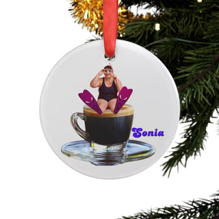Personalized Coffee Lover Food Ornament – Double-Sided Acrylic Christmas Gift for Coworkers, Friends & Caffeine Lovers | Funny Custom Food-Themed Holiday Decoration