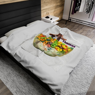Personalized Cereal Food Blanket | Custom Velveteen Throw for Food Lovers & Foodies | Unique Gift for Food Enthusiasts