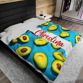Avocado Lover Funny Custom Food Blanket with Name Gift Personalized Throw Home Decor Gifts