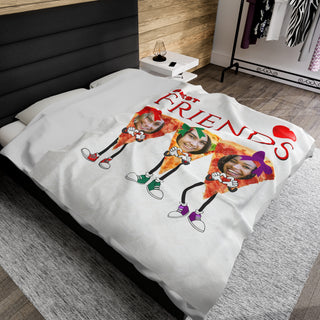 Custom Best Friends Pizza Food Blanket | Funny Personalized Food Throw with Names & Photos for Kids & Adults