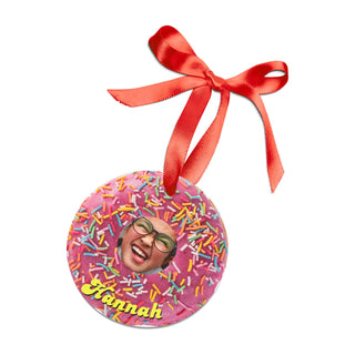 Personalized Donut Food Ornament – Double-Sided Acrylic Christmas Gift for Coworkers, Friends & Donut Lovers | Funny Custom Food-Themed Holiday Decoration