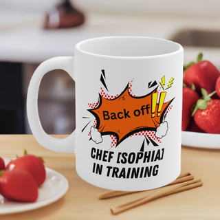 BACK OFF! Personalized Chef in Training Mug | Custom Name Coffee Cup for Chefs & Food Lovers